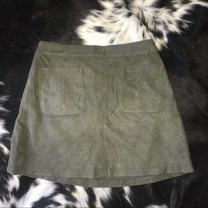 Green suede skirt